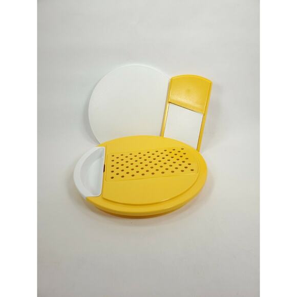 Vintage Tupperware Yellow 1980s Grater Cutting Board Slicer Set #1849 1851-53 - Picture 2 of 5